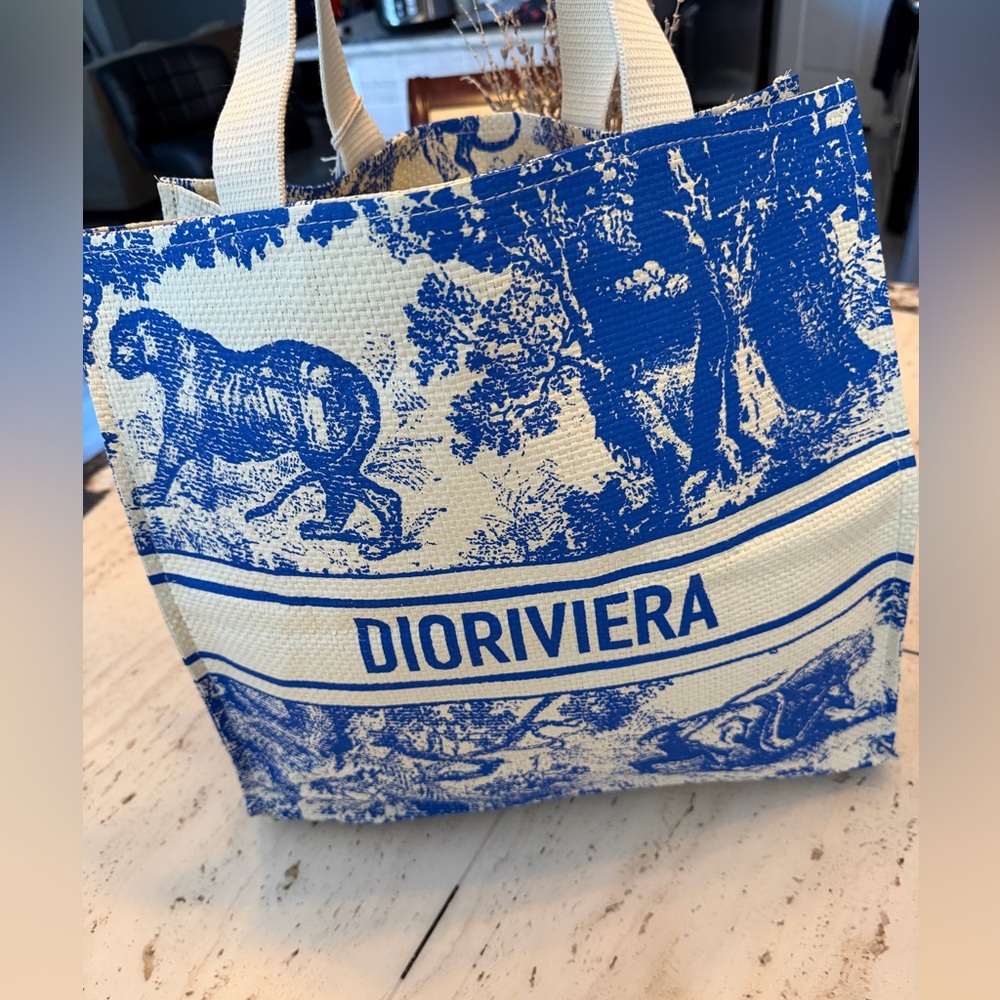 NWOT Dior Blue and White Christian Dior Canvas Tote - Picture 4 of 15